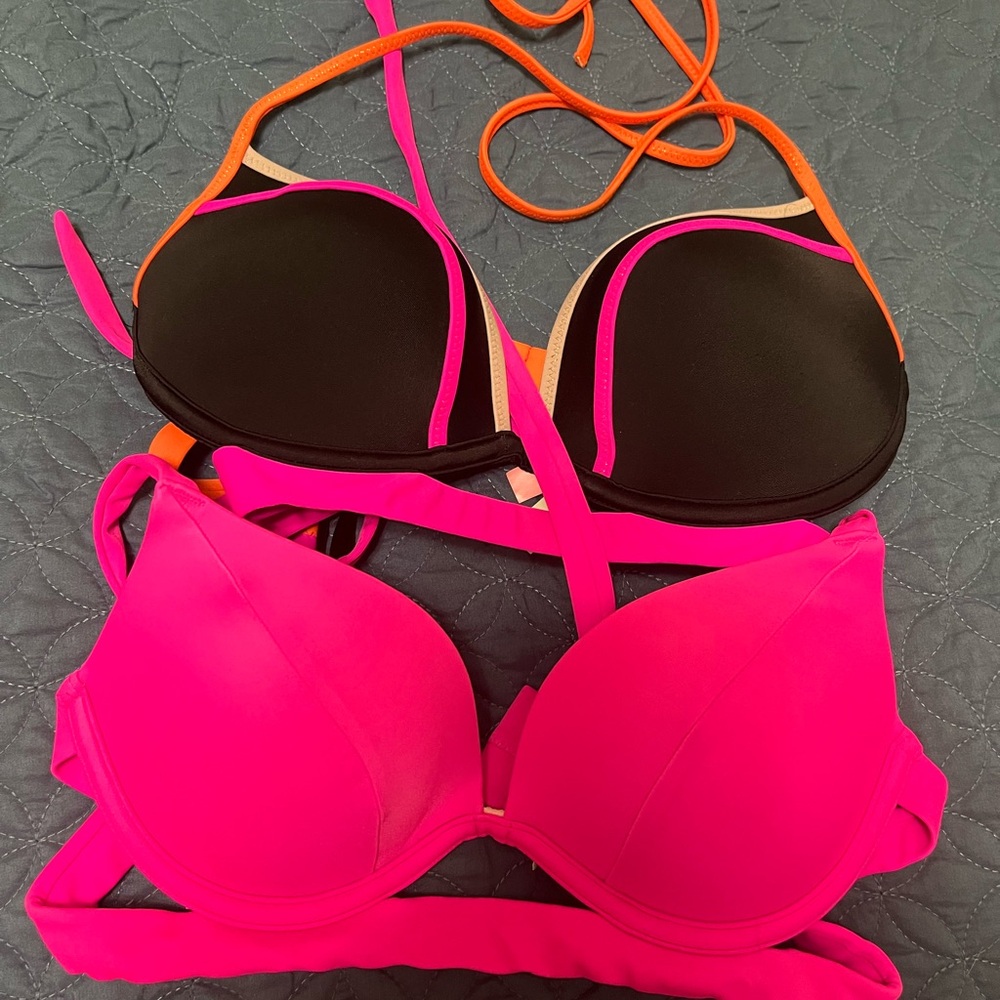 Vibrant Pink and Black Bikini Set Victoria secret